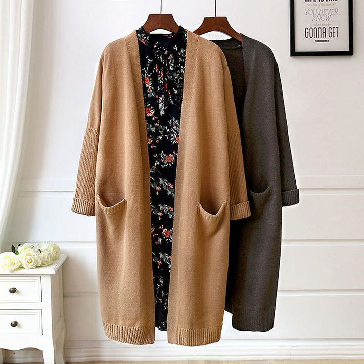Femme Cozy Åben Front-Cardigan med Lommer Stilla
