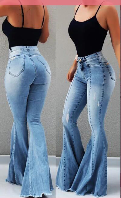 Dame Flared Jeans med Distressed-detaljer og høj talje Stilla