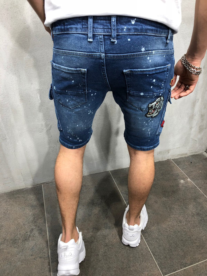 Herre korte Cargo-jeans med trendy huller og praktiske lommer Stilla