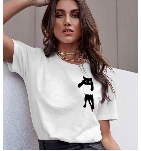Dame Stilfuld T-Shirt med Kreativt Grafisk Design Stilla