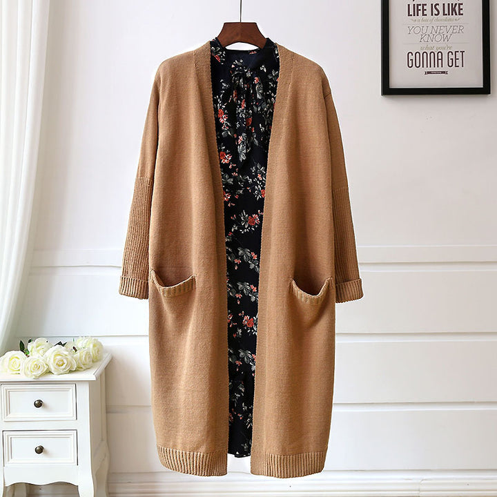 Femme Cozy Åben Front-Cardigan med Lommer Stilla