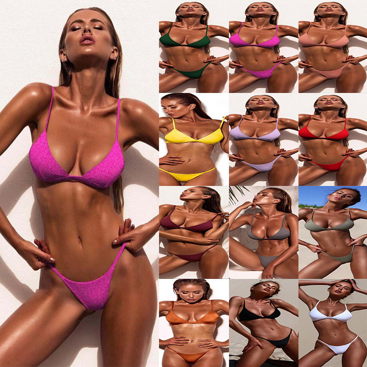 Dame Triangel-Bikini med fint rib-design Skovae