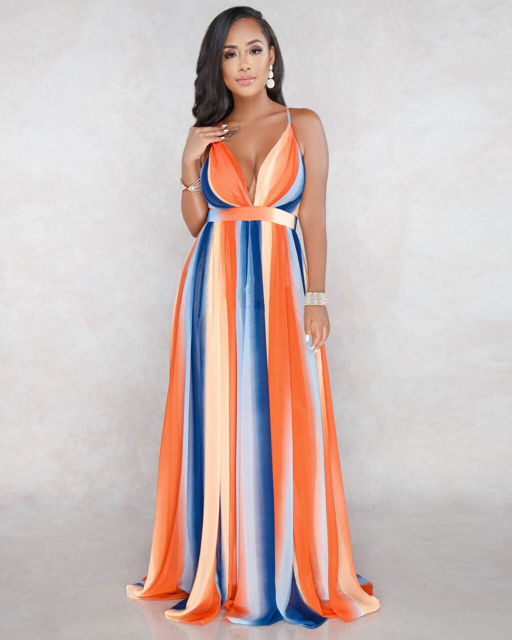Stilla | Blomsterprint Plisseret Rygløs Slip Maxi Kjole