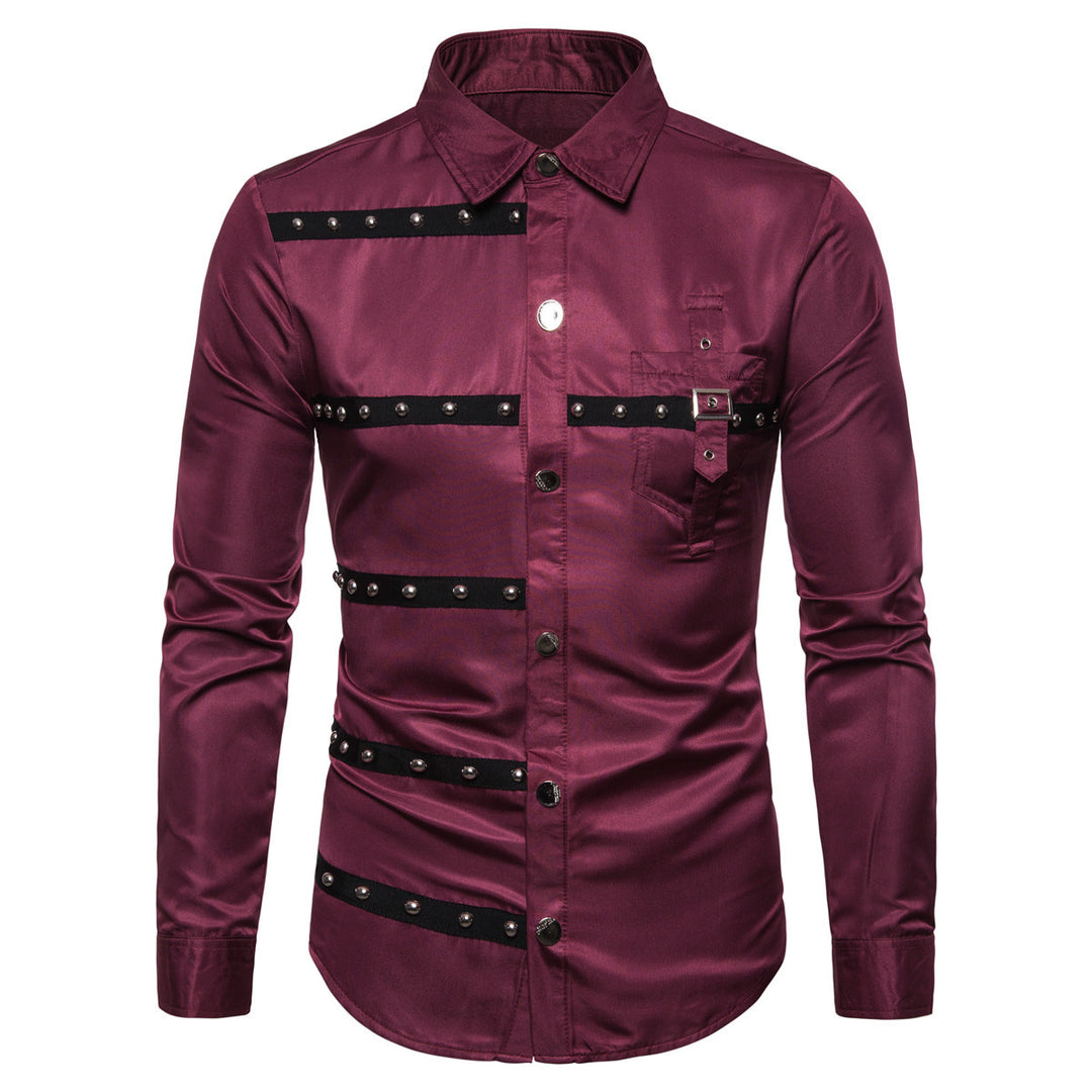 Herrer Edgy Studded Fashion Button-Up Skjorte Stilla