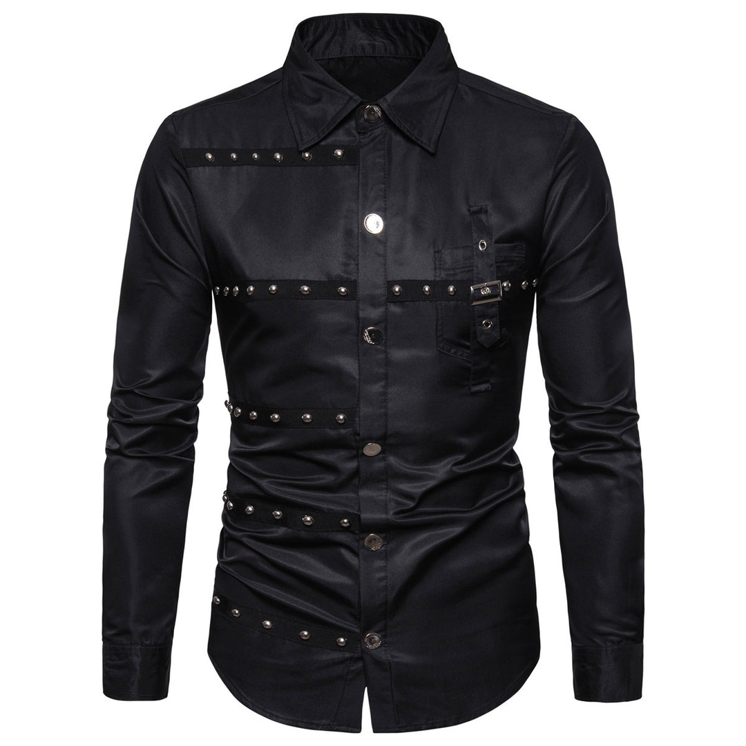 Herrer Edgy Studded Fashion Button-Up Skjorte Stilla