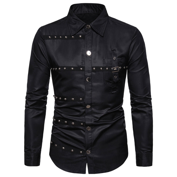 Herrer Edgy Studded Fashion Button-Up Skjorte Stilla