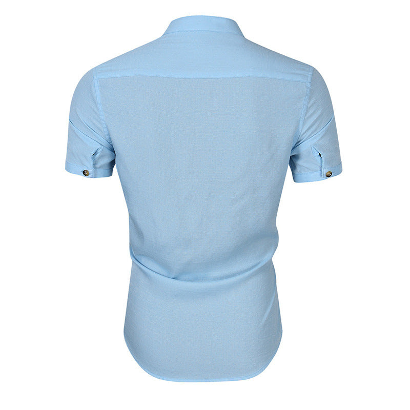 Herrer Kortærmet Henley-Shirt med moderne ståkrave og fin struktur Stilla