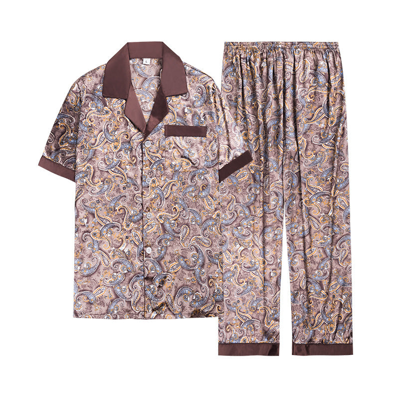 Herrer satin pyjamasæt med kunstfærdigt paisleymønster og elegante accenter Stilla