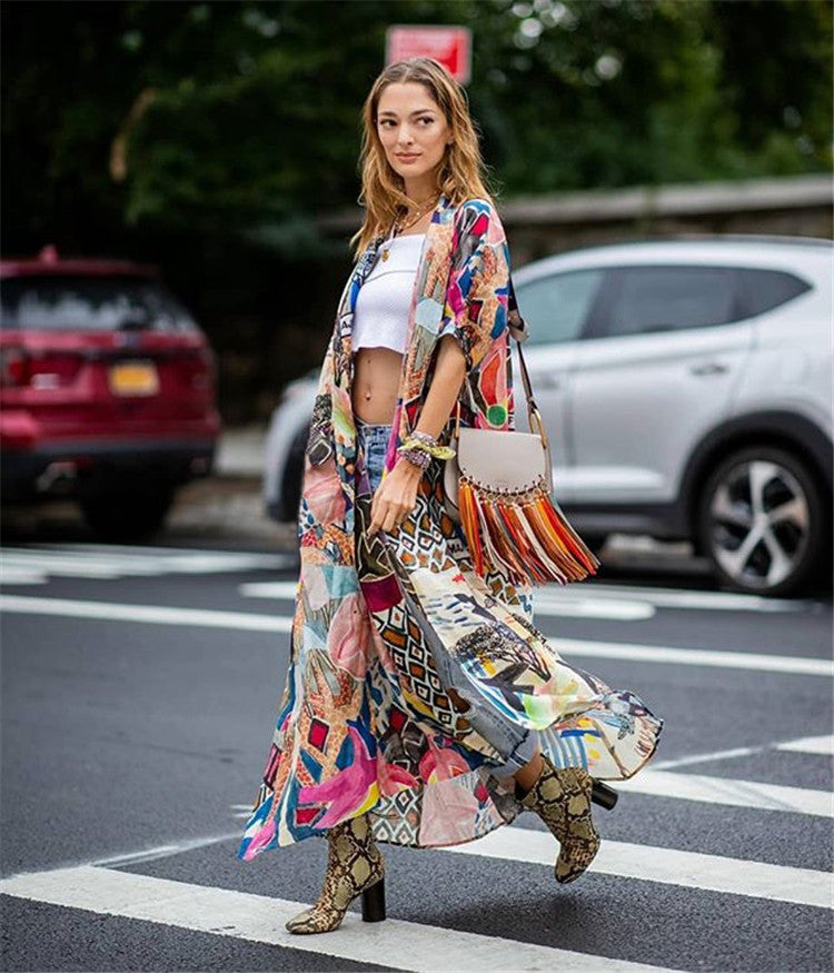 Dame Mode Lang Kimono Stilla
