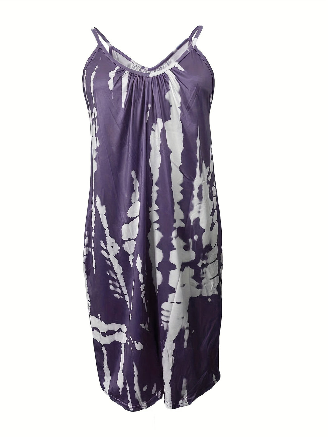 Stilla | Boho Blue Tie Dye Ærmeløs Romper Med Rund Hals