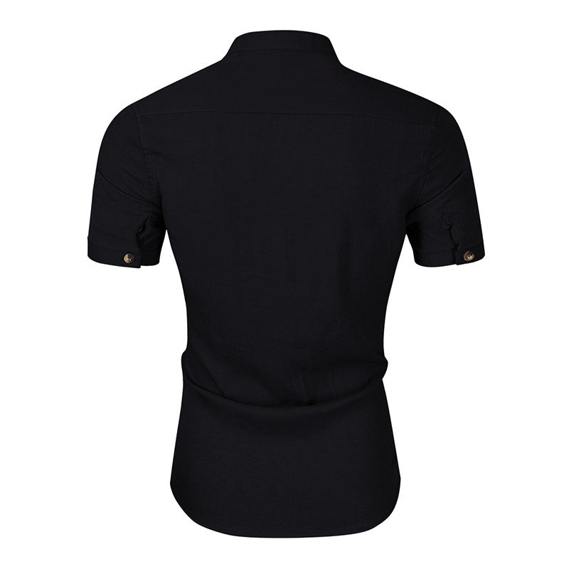 Herrer Kortærmet Henley-Shirt med moderne ståkrave og fin struktur Stilla