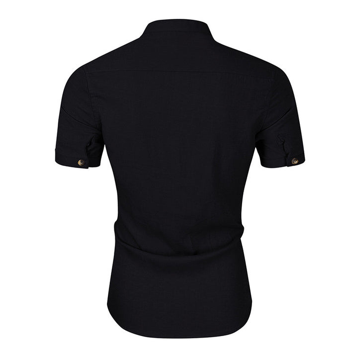 Herrer Kortærmet Henley-Shirt med moderne ståkrave og fin struktur Stilla