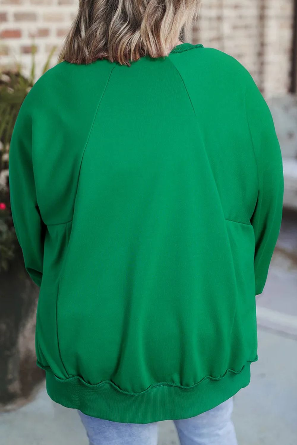 Stilla | Sweatshirt Med Lange Ærmer i Størrelse Plus Med Skåret Kant og Takket Kant