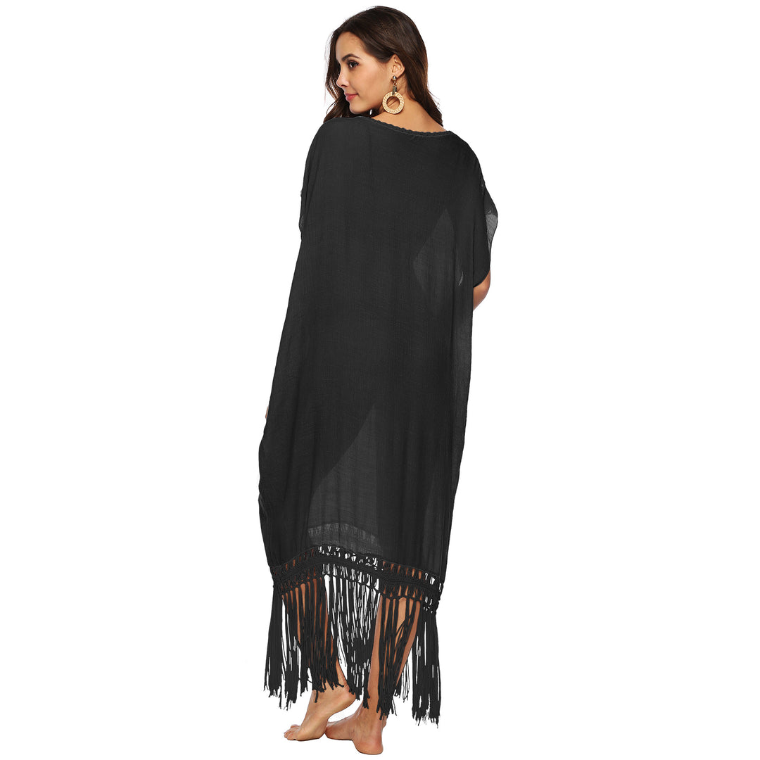 Kvinder Elegante Fryns Strik Cover-Up Kjole Stilla