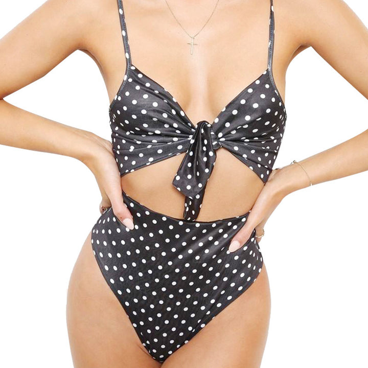 Damernes retro trekantsbikini-sæt med afslappet knude-design og høj udskæring Stilla