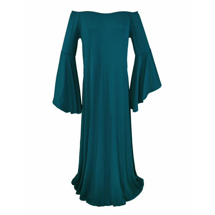 Kvinders graviditet maxi kjole med off-shoulder design og flydende ærmer Skovae
