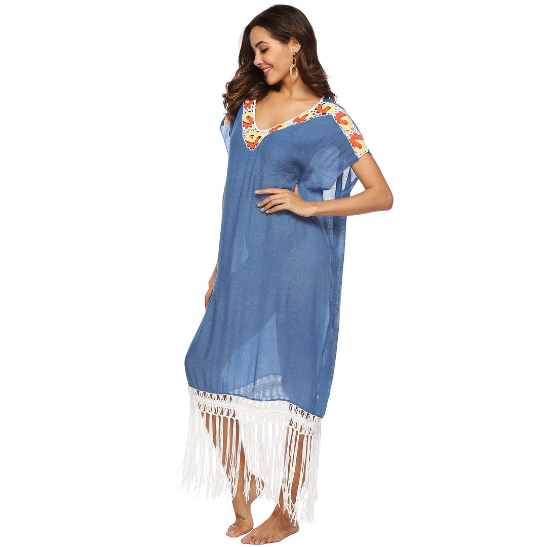 Kvinder Elegante Fryns Strik Cover-Up Kjole Stilla