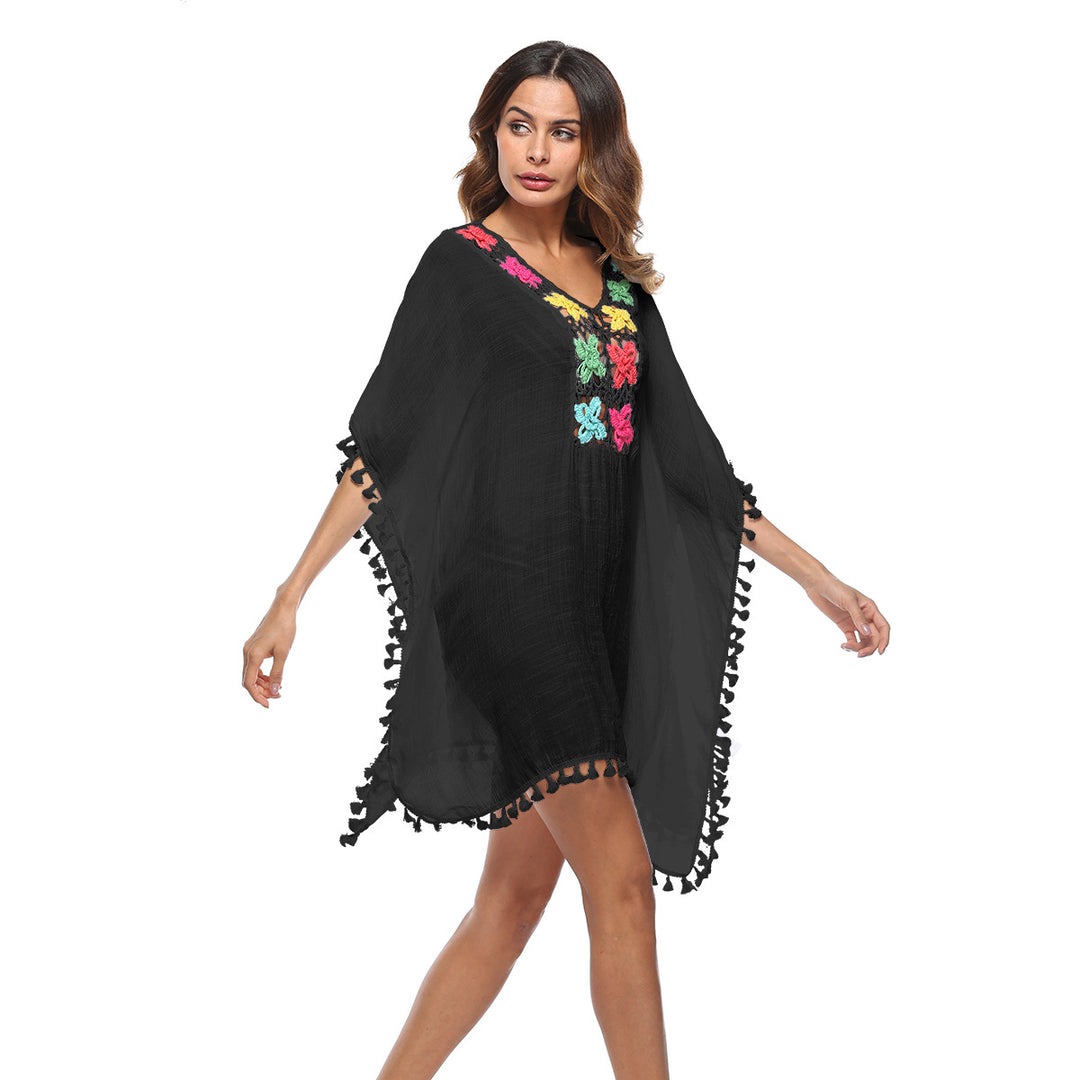 Dame Broderet Strandovertræk Kaftan Stilla
