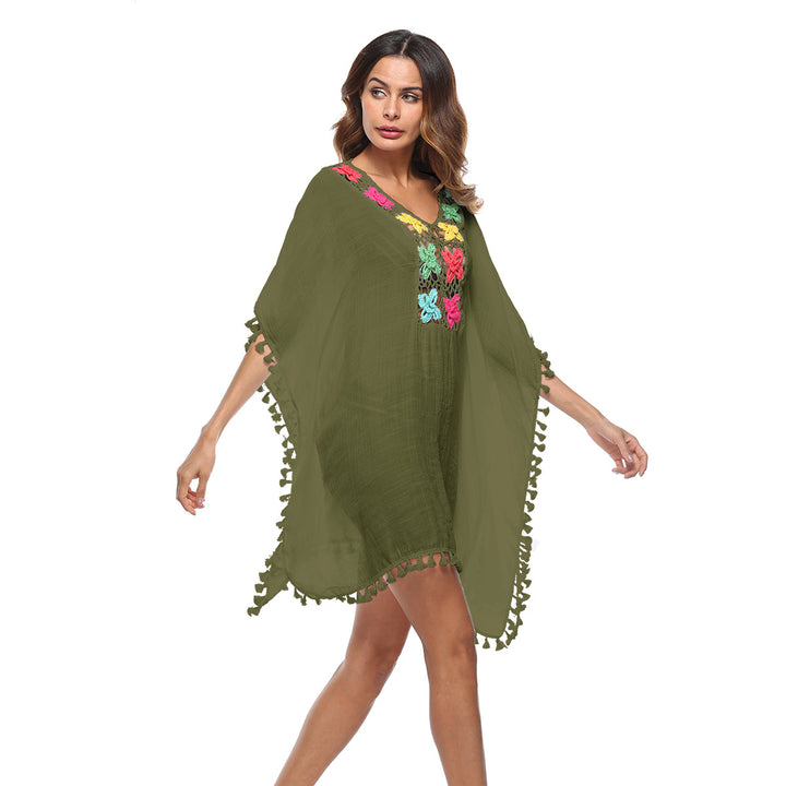 Dame Broderet Strandovertræk Kaftan Stilla