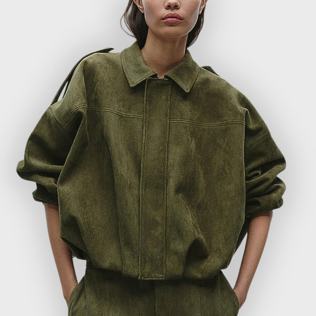 Stilla | Syntetisk Oversized Varm Læderjakke