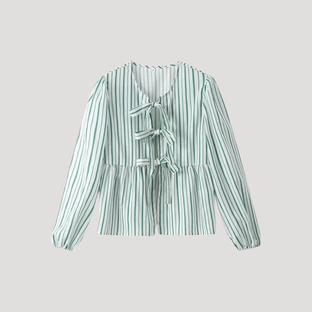 Stilla | Stribet Bånd Front Peplum Bluse