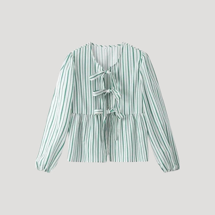 Stilla | Stribet Bånd Front Peplum Bluse