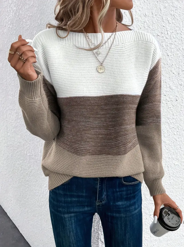 Stilla | Elegant Langærmet Pullover med Faldende Skuldre