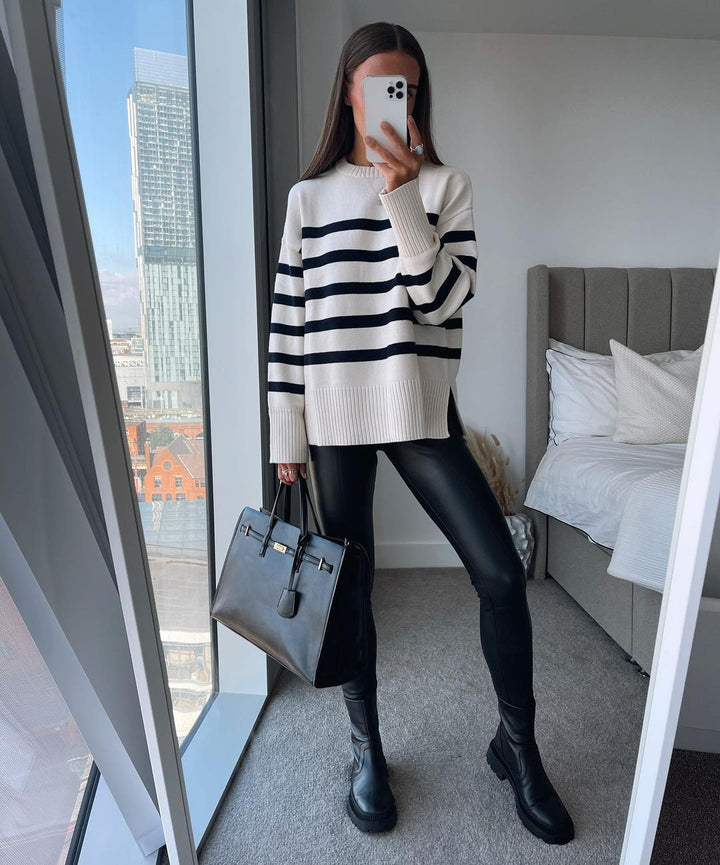Stilla | Bluse i Stribet Materiale i Hvid