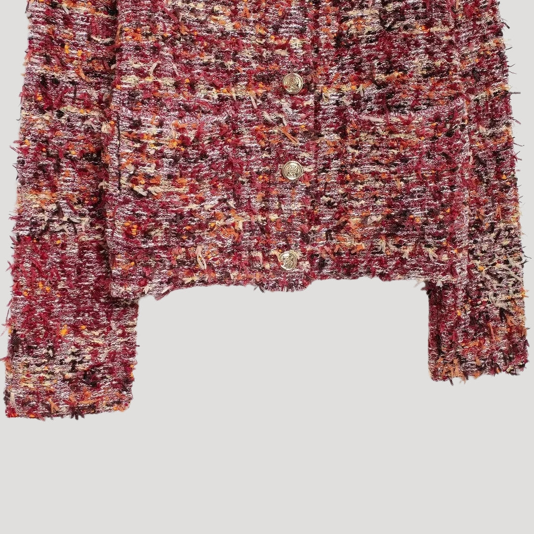 Stilla | Textureret Tweed Cropped Strikketrøje