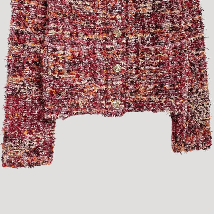 Stilla | Textureret Tweed Cropped Strikketrøje