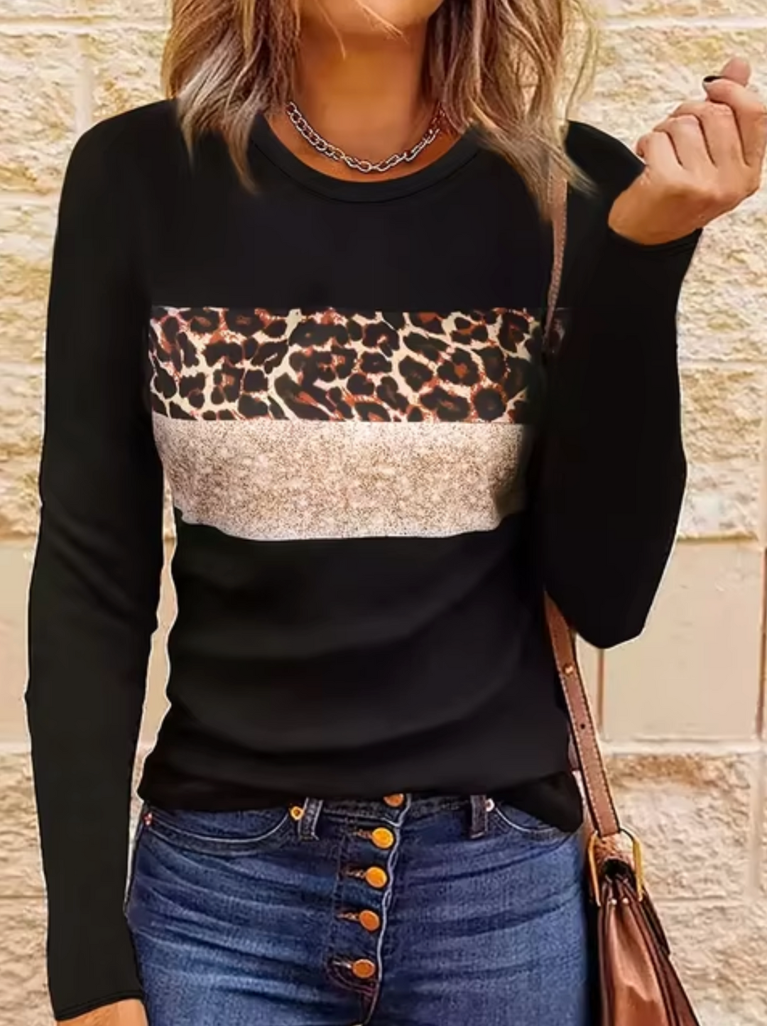 Stilla | Langærmet T-shirt med leopardmønster