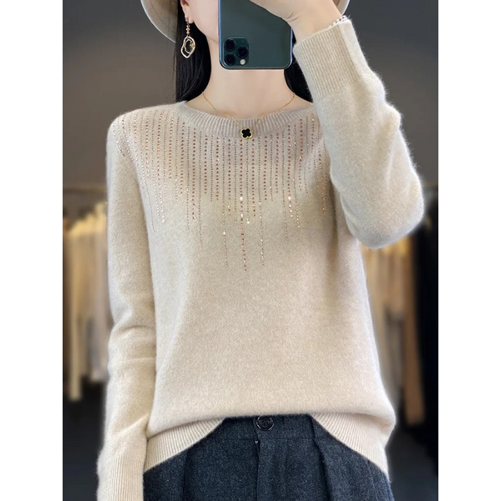 Stilla | Dame Pullover Af Blødt Strik Med Skinner Detaljer