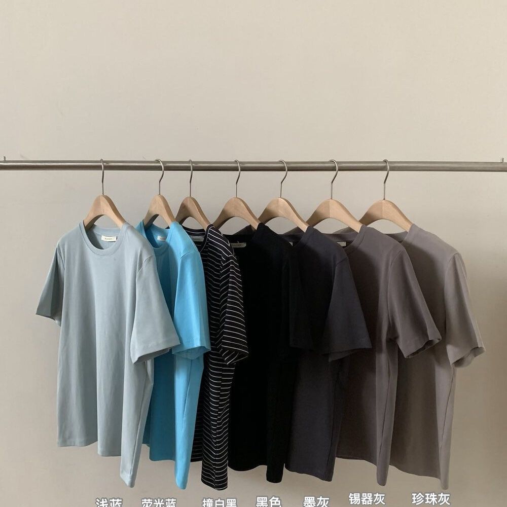 Damer Rundhalet Kortærmet T-Shirt Ensfarvet Slim Fit