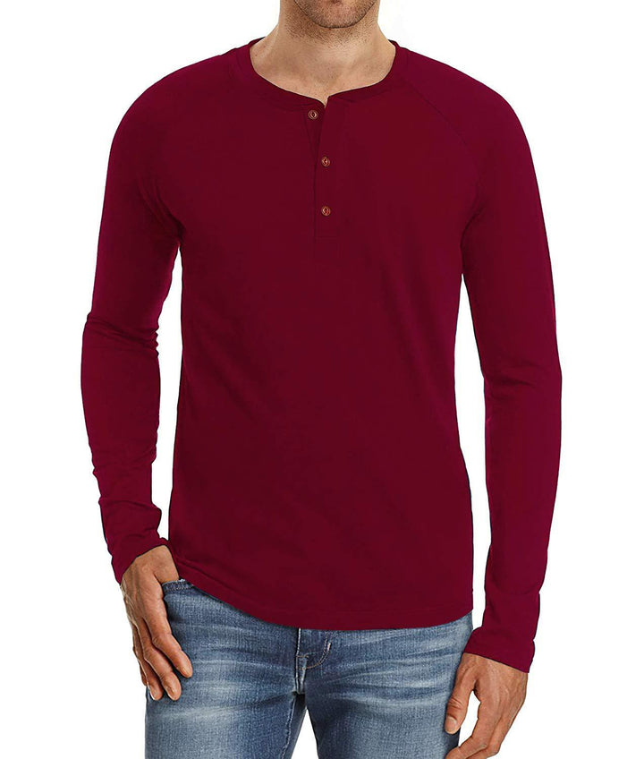 Herrer Langærmet Henley-skjorte med åndbart materiale og moderigtige knapper Stilla