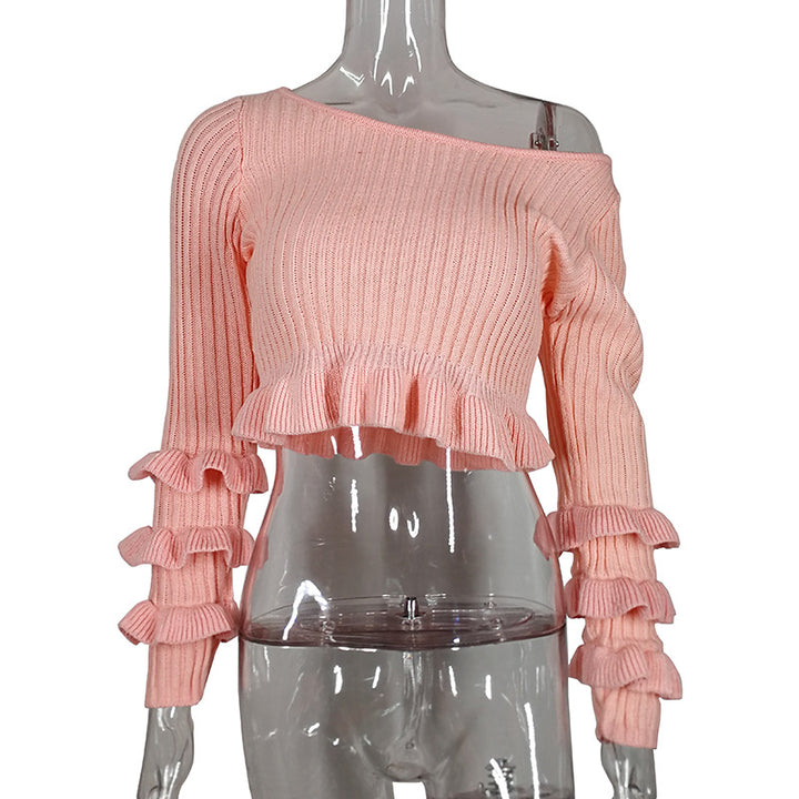Dame Cropped Pullover med Rynkede Ærmer Stilla