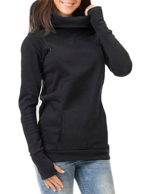 Stilla | Dolcevita Med Lommer Og Hætte Amme Sweater Gravid Sweatshirt