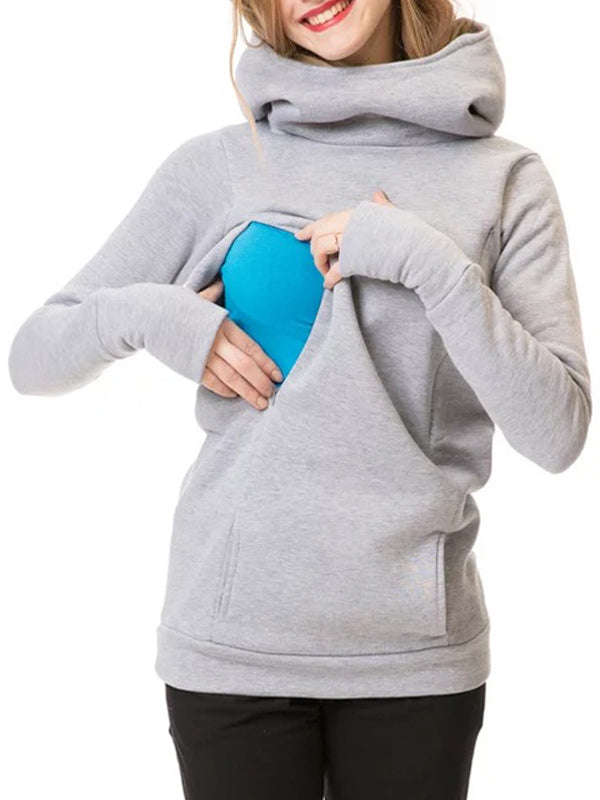 Stilla | Dolcevita Med Lommer Og Hætte Amme Sweater Gravid Sweatshirt