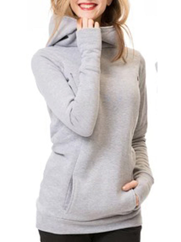 Stilla | Dolcevita Med Lommer Og Hætte Amme Sweater Gravid Sweatshirt