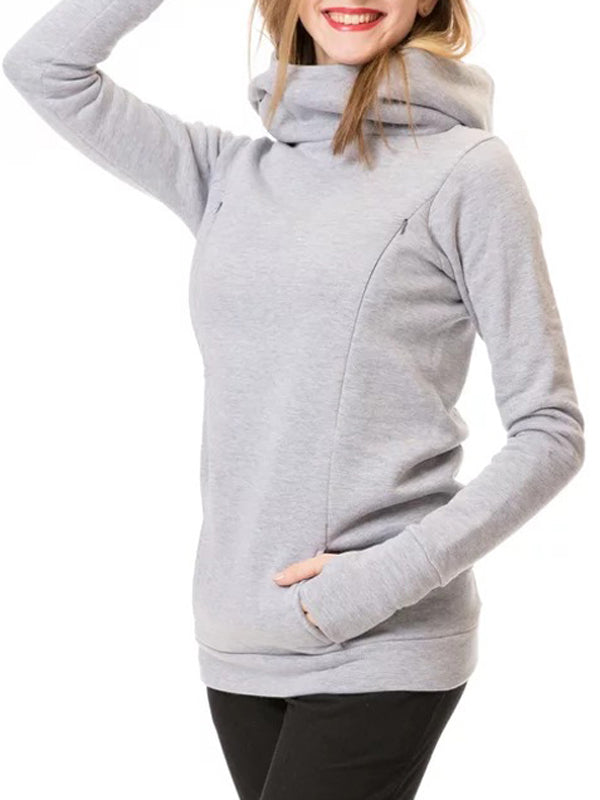 Stilla | Dolcevita Med Lommer Og Hætte Amme Sweater Gravid Sweatshirt