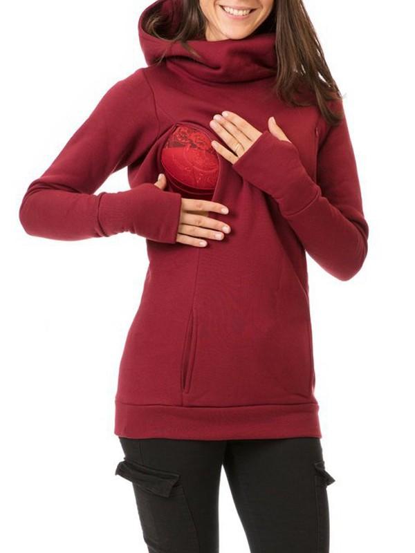 Stilla | Dolcevita Med Lommer Og Hætte Amme Sweater Gravid Sweatshirt