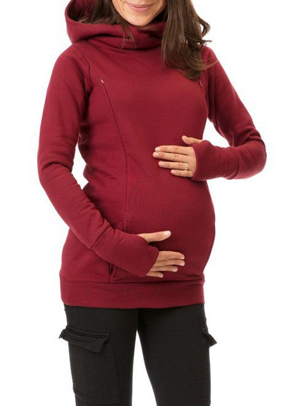 Stilla | Dolcevita Med Lommer Og Hætte Amme Sweater Gravid Sweatshirt