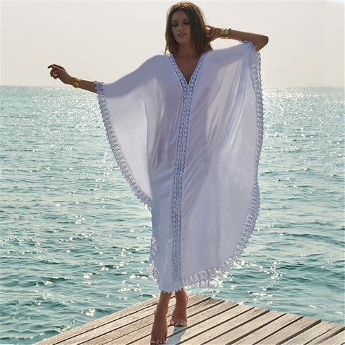 Dame Strandkaftan med elegant spidskant Stilla