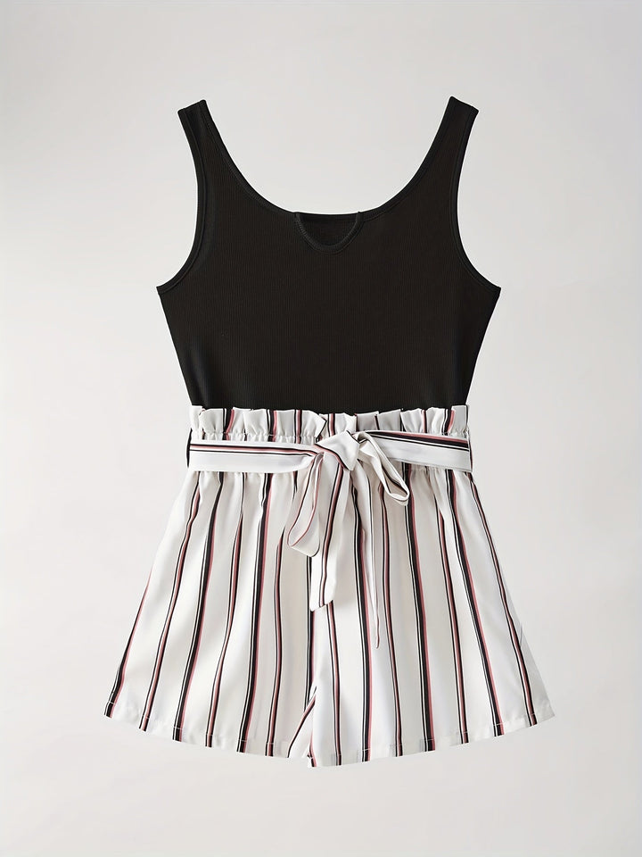 Stilla | Ærmeløs Stribet Jumpsuit Med Slids