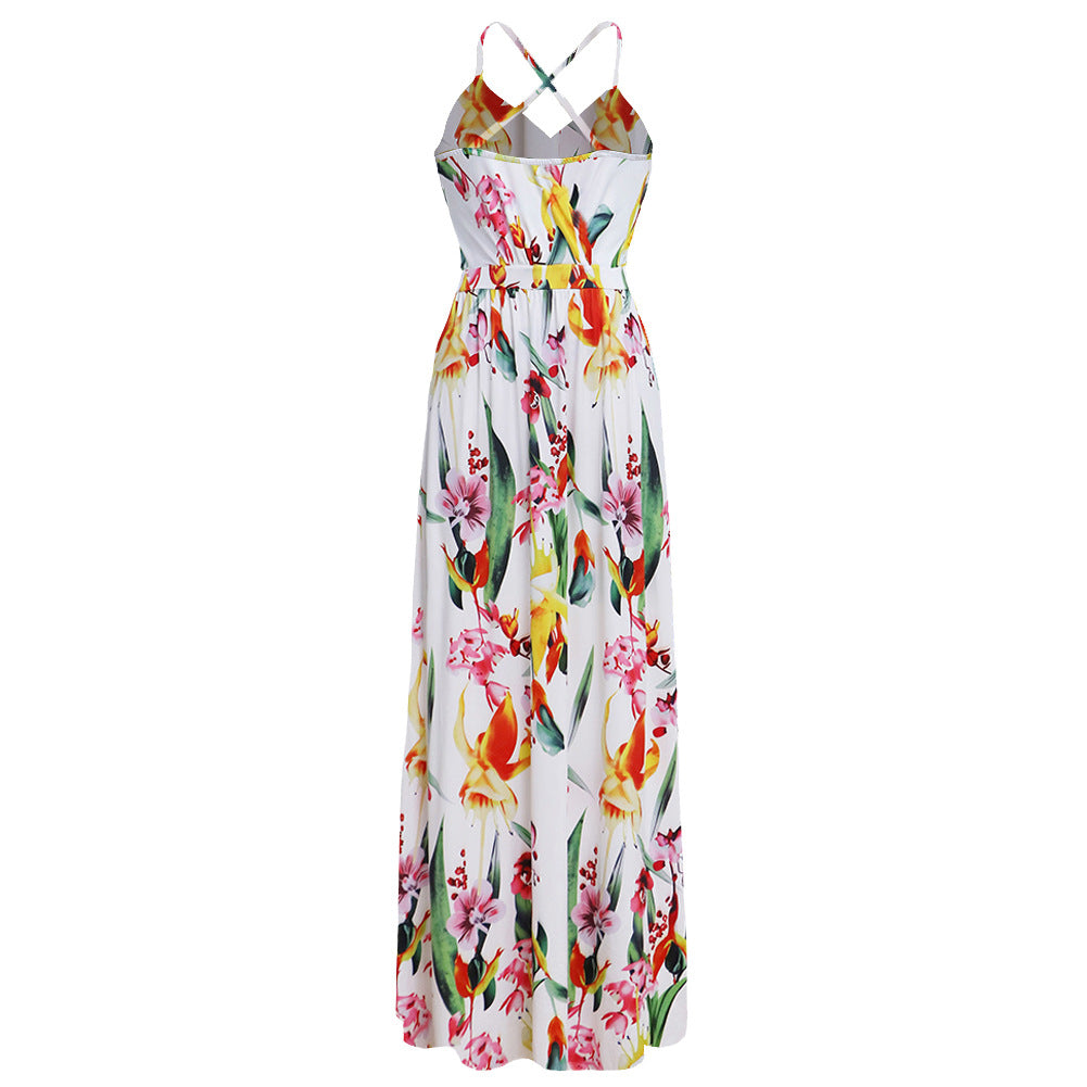 Stilla | Deep V-hals Blomstermønster Maxi Kjole