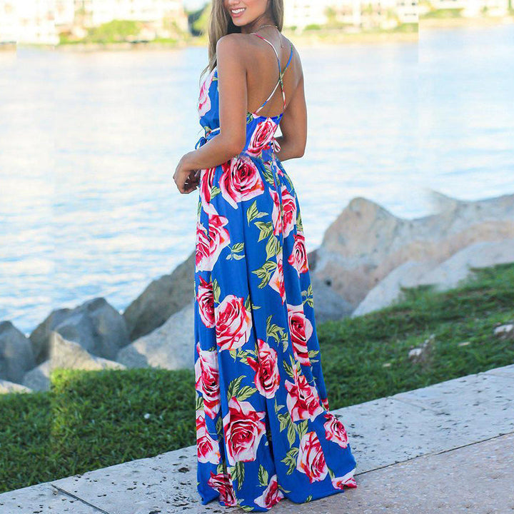 Stilla | Deep V-hals Blomstermønster Maxi Kjole