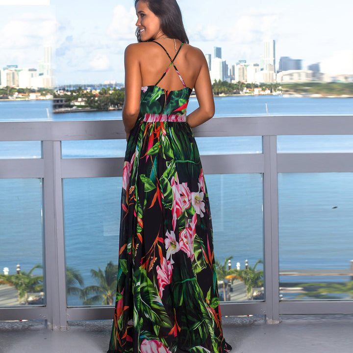 Stilla | Deep V-hals Blomstermønster Maxi Kjole