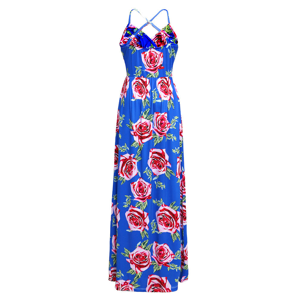 Stilla | Deep V-hals Blomstermønster Maxi Kjole