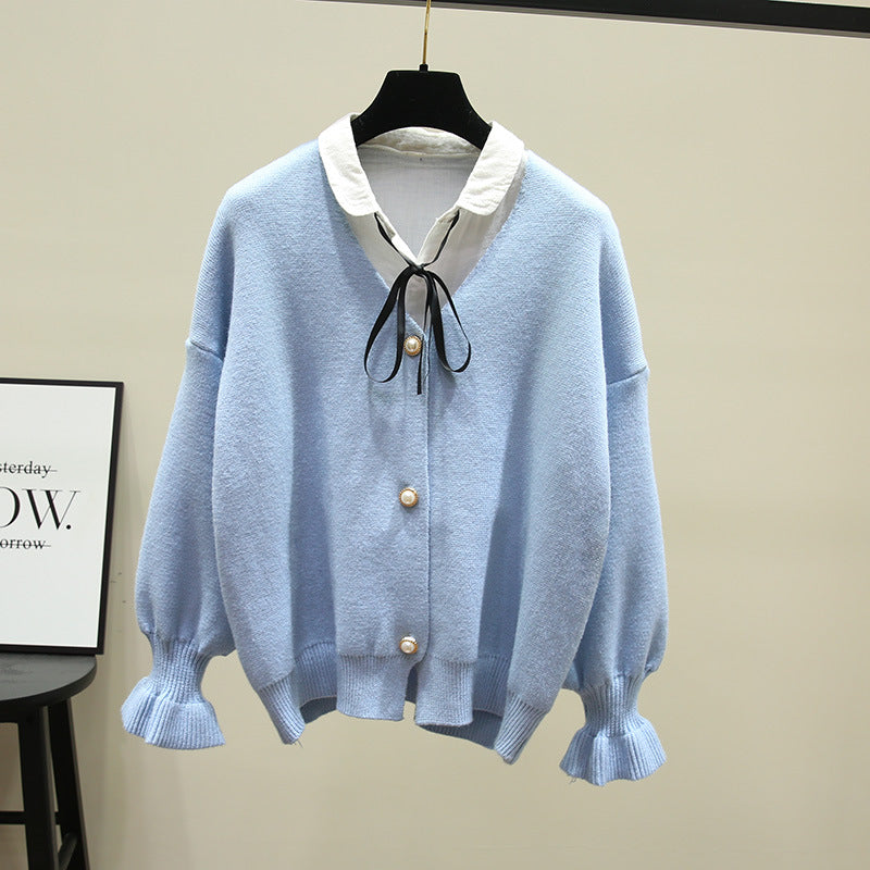 Femme Cozy Button-Up Strikcardigan med Perledetail Stilla