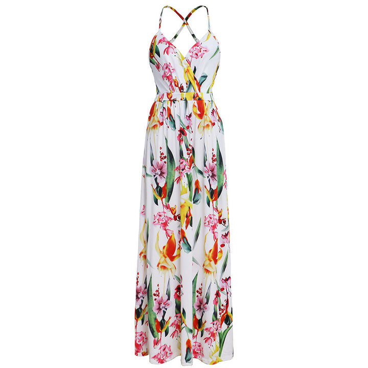 Stilla | Deep V-hals Blomstermønster Maxi Kjole