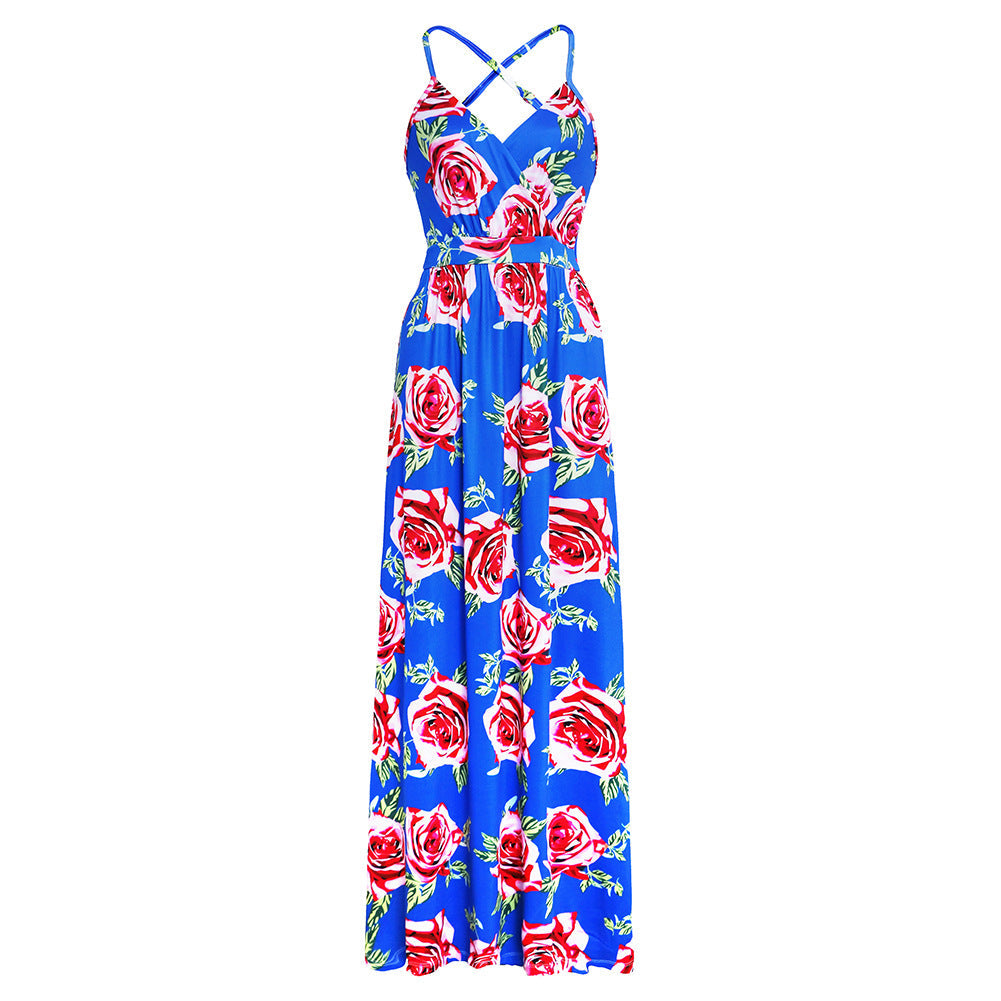 Stilla | Deep V-hals Blomstermønster Maxi Kjole